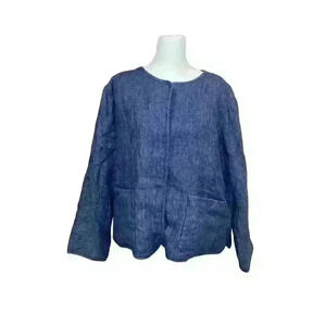 Eileen Fisher Blueberry Devlan 100% Linen size Large